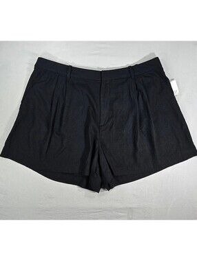 GAP Women’s XXL Black Linen Blend Pleated Shorts High Rise NWT